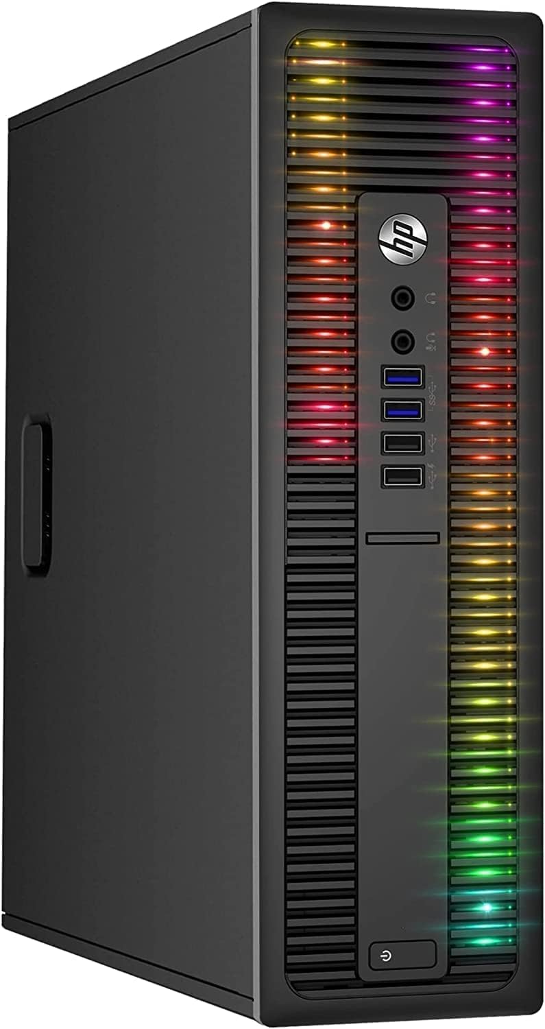 HP EliteDesk Desktop RGB Lights Computer AMD A-Series Processor, Windows 10 Pro 64-bit, Wi-Fi, Gaming PC Keyboard & Mouse (Renewed) (8 GB RAM, 256 GB SSD)