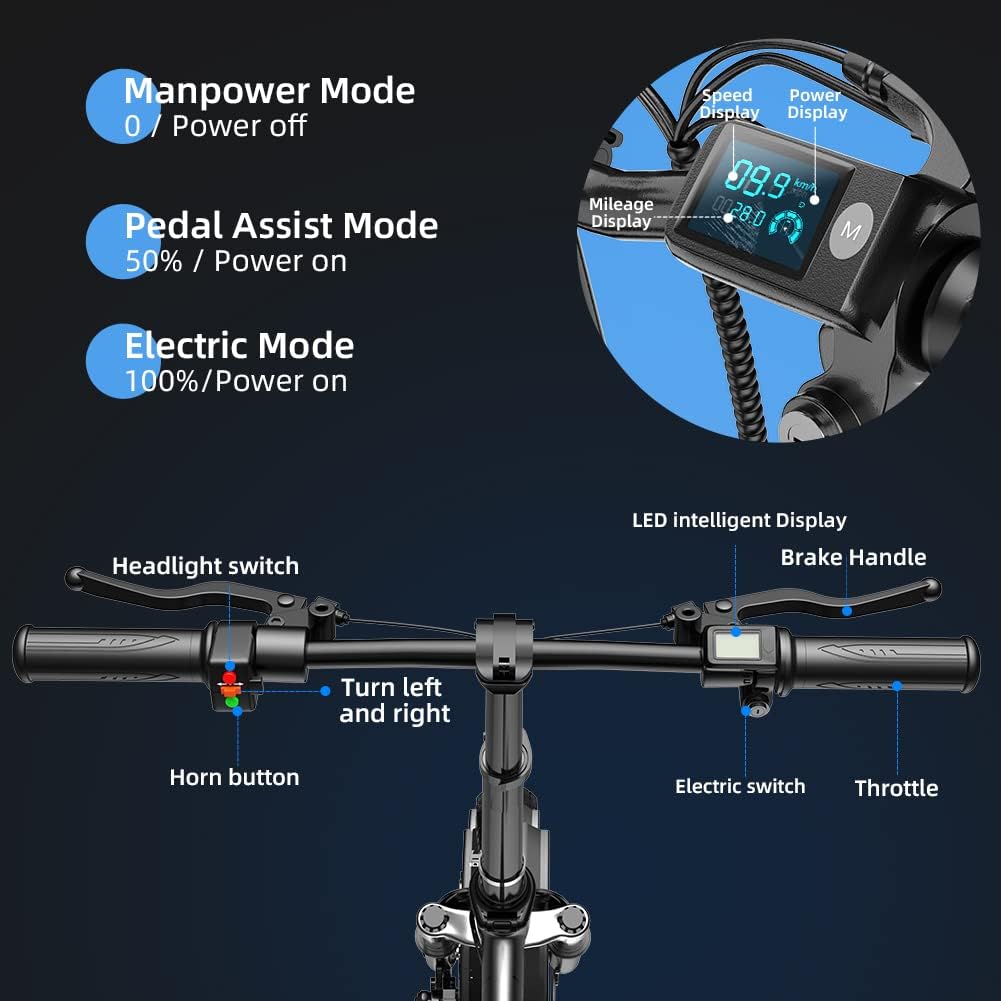 K6 Folding Electric Bike for Adults, Magnesium Alloy 500W 21MPH Mountain Ebikes for Adults with 48V 12.8Ah LG Cells Removable Battery,20'' Electric Bicycle,Dual Suspension,7-Speed Gears