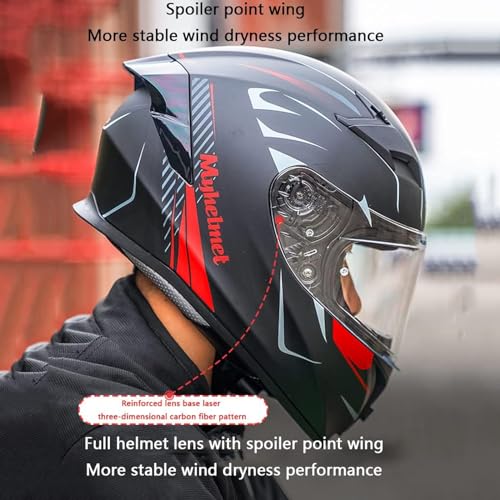 Full Face Bluetooth Helmet, Adult-Youth Motorcycle Helmet, DOT Approved Men Women Flip Up Front Helmet Anti Fog Dual Visors Tail Modular Integrated Helmet