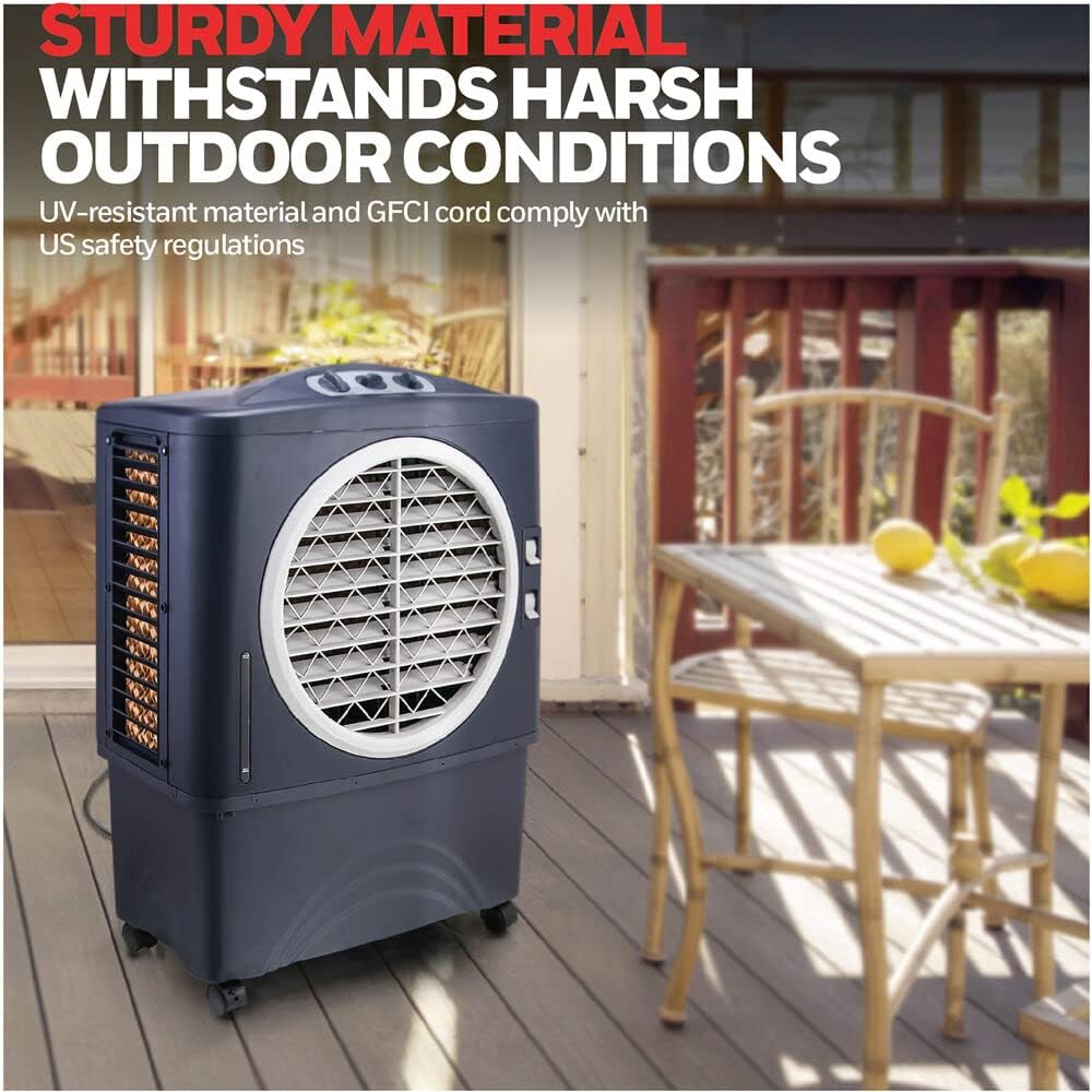 Honeywell Powerful 1062 CFM Outdoor Portable Evaporative Cooler with Fan, Long-Lasting Honeycomb Pads on 3 Sides & Copper Continuous Water Supply Connection