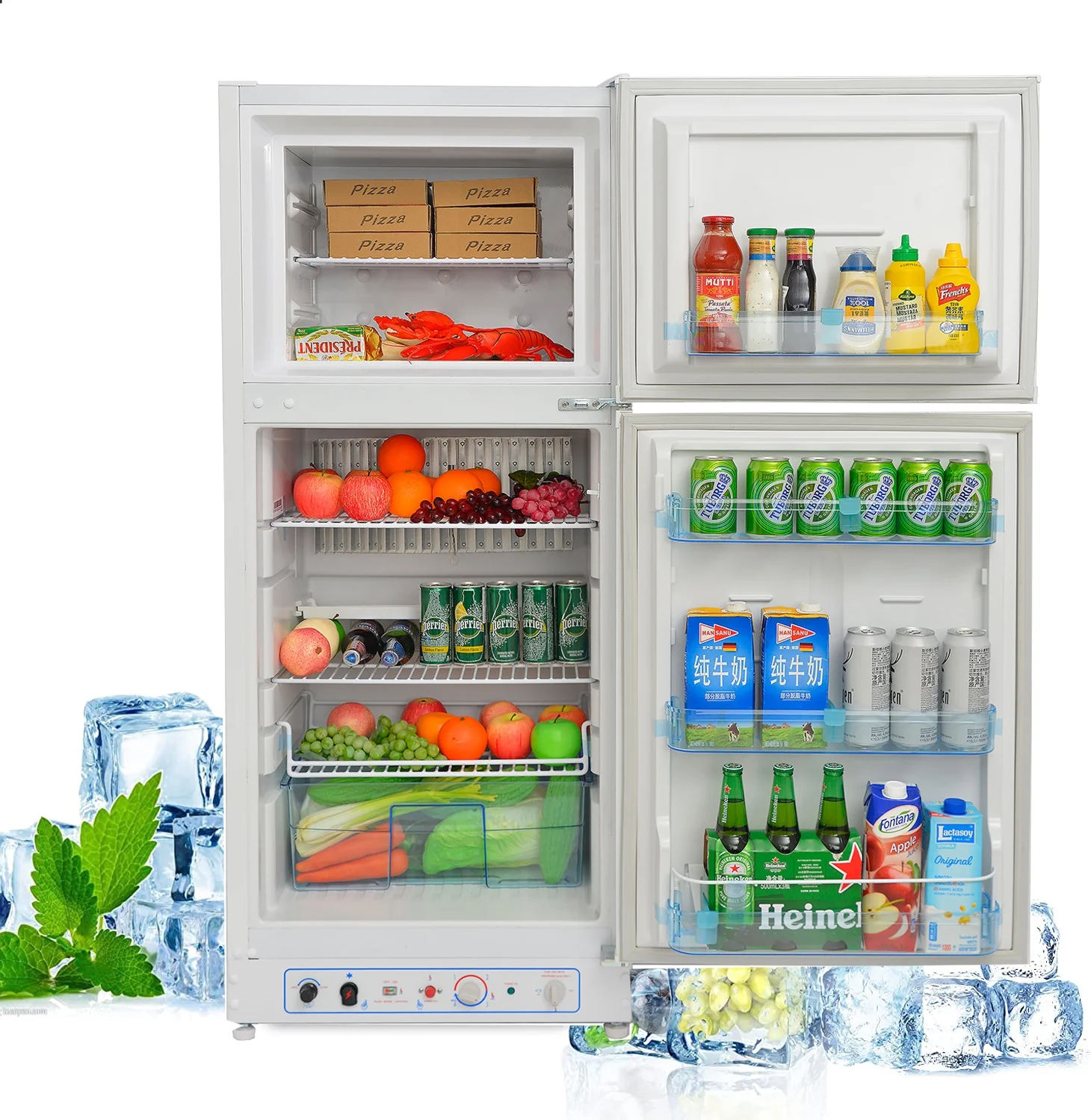 Smad Propane Gas Refrigerator with Freezer 6.5 Cu ft LPG Fridge for Cabin Camper RV Home 2 Way LPG/220V Refrigerator Gas Fridge Freezer Caravan Campervan Off Grid