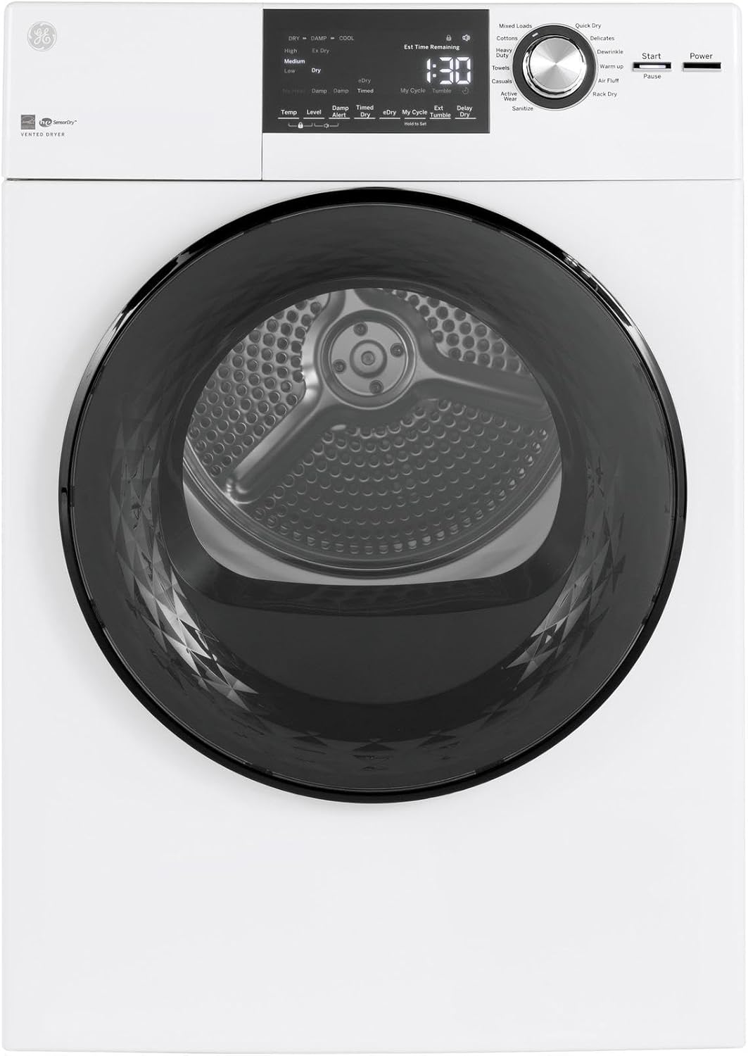 GE® 24" 4.3 Cu.Ft. Front Load Vented Electric Dryer with Stainless Steel Basket