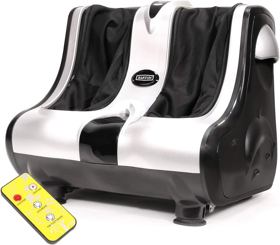 Barton Foot Calf Leg Massager Machine Shiatsu Kneading Rolling Vibration Heating Deep Kneading Massage Therapy Electric Foot Massager w/Heat for Tired Feet Leg Calf