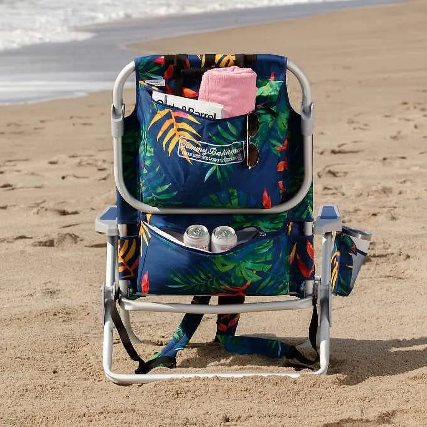 Tommy Bahama Backpack Beach Chair 2 Pack (Tropical Foliage), Dark Blue (2622206)