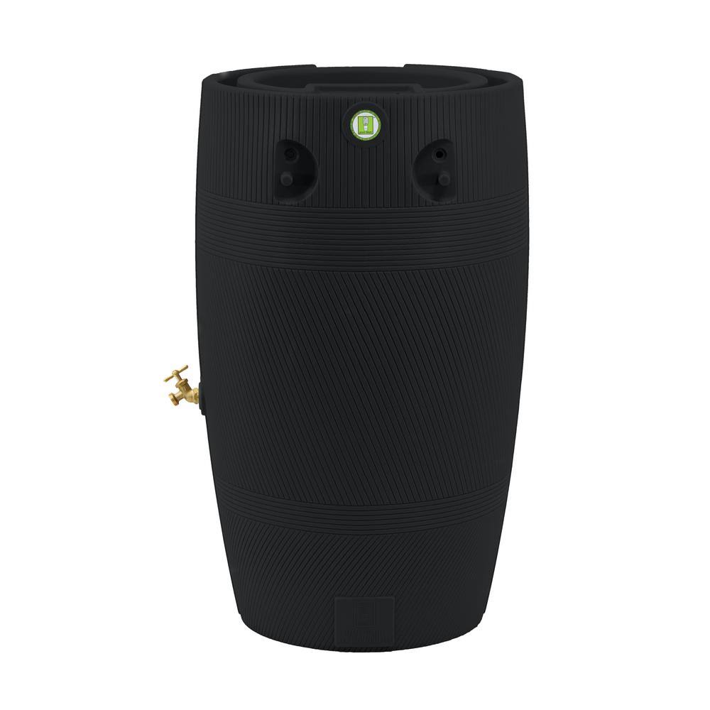 Good Ideas Impressions Eco Havana 50 gal. Rain Saver 100% Recycled Material, Black