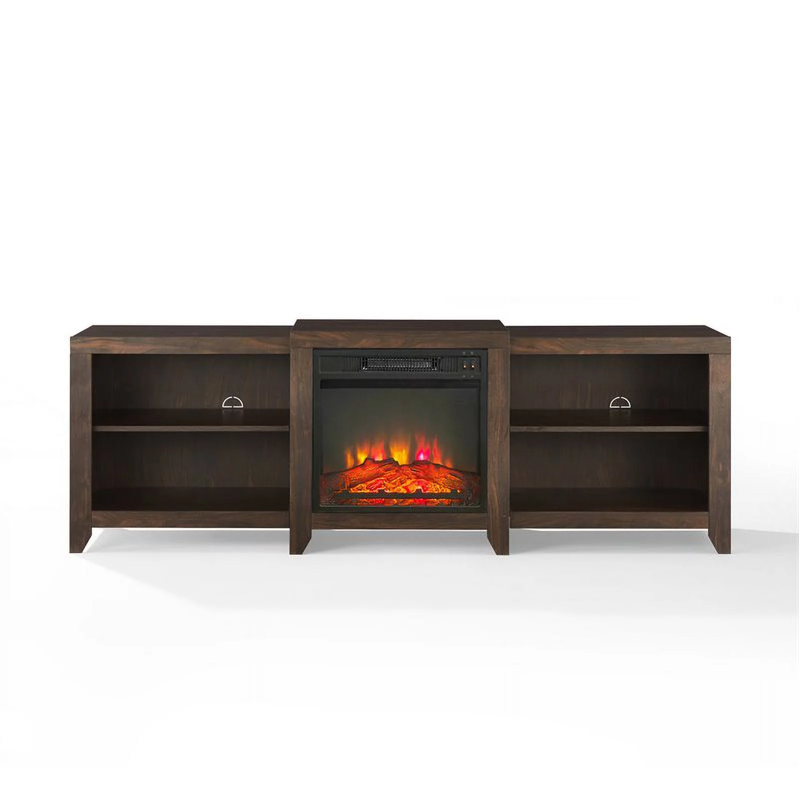 Crosley Furniture Ronin Wood TV stand for TVs up to 75" in Dark Walnut
