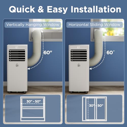 LUBAIR Portable Air Conditioners Up to 300 Sq.Ft, Portable AC for Room with Remote Control, Built-in Dehumidifier, Fan, Easy Window Installation Kit