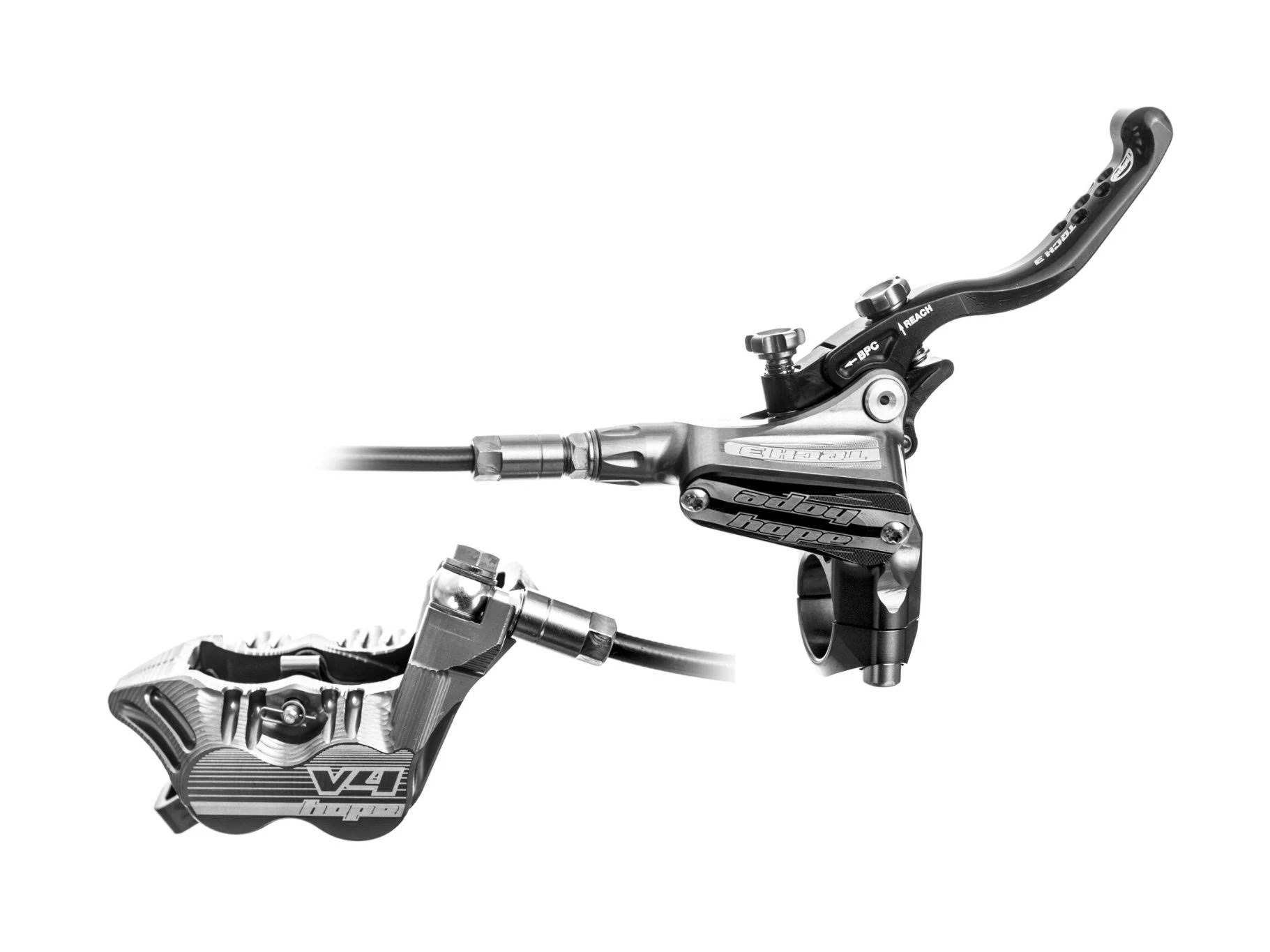 Hope Tech 3 V4 Disc BRAKE, Left/Front - 74mm Black