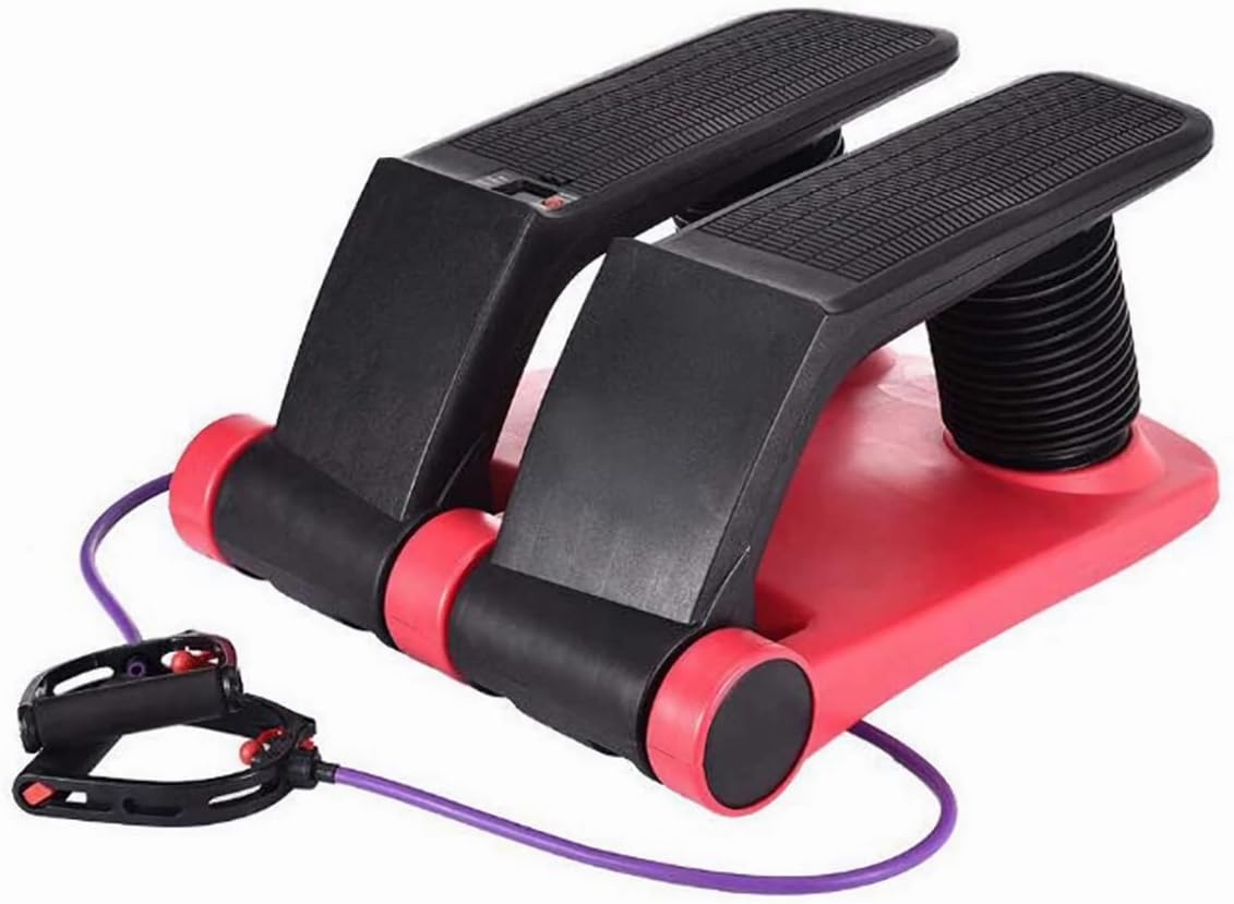 Stepper Climber Fitness Machine, Air Stair Climber Stepper Machine, Cardio Training Step Climber Machine Adjustable Fitness Exercise Machine Resistance Bands, Comfortable Foot Pedals