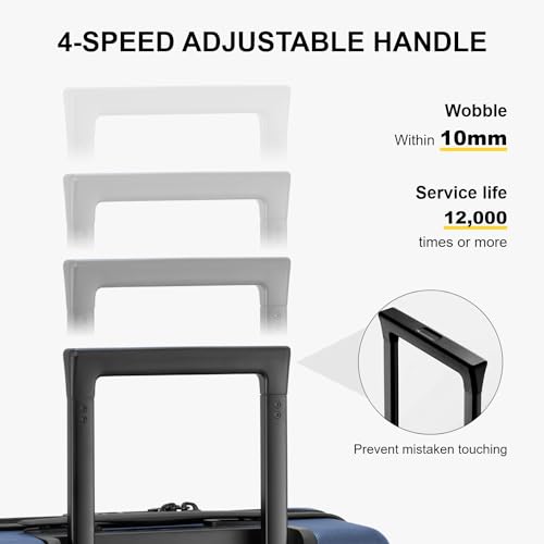 LEVEL8 Hard Shell Carry on Luggage Airline Approved, Carry-on Suitcases with Wheels, Lightweight Luminous Textured Hardside Travel Bag with Tsa Lock, 20 Inch, Black