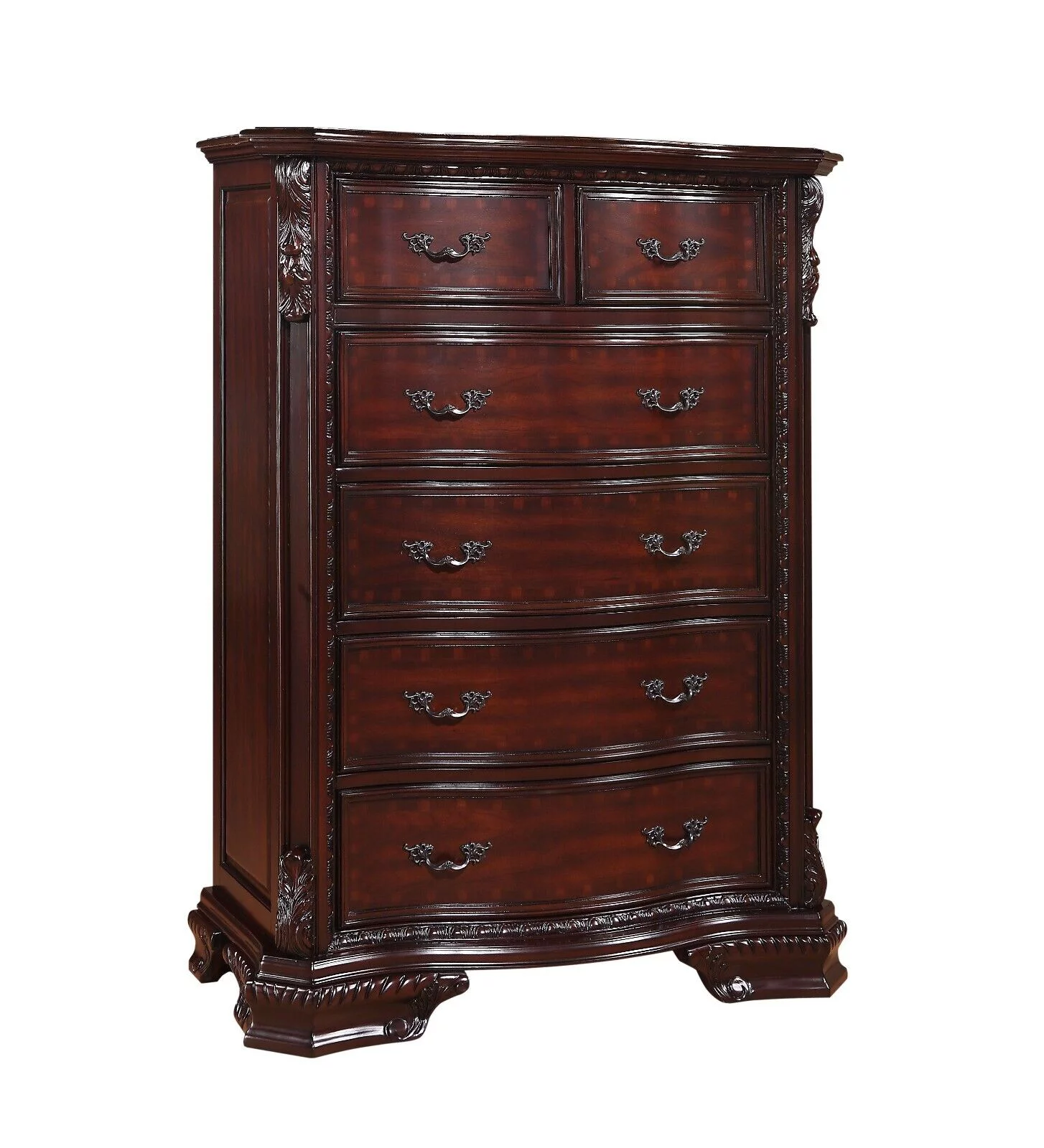 Classic Vintage Style 5Pc King Panel Bed Set Brown Finish Storage Bedroom Furniture Wooden Faux Leather