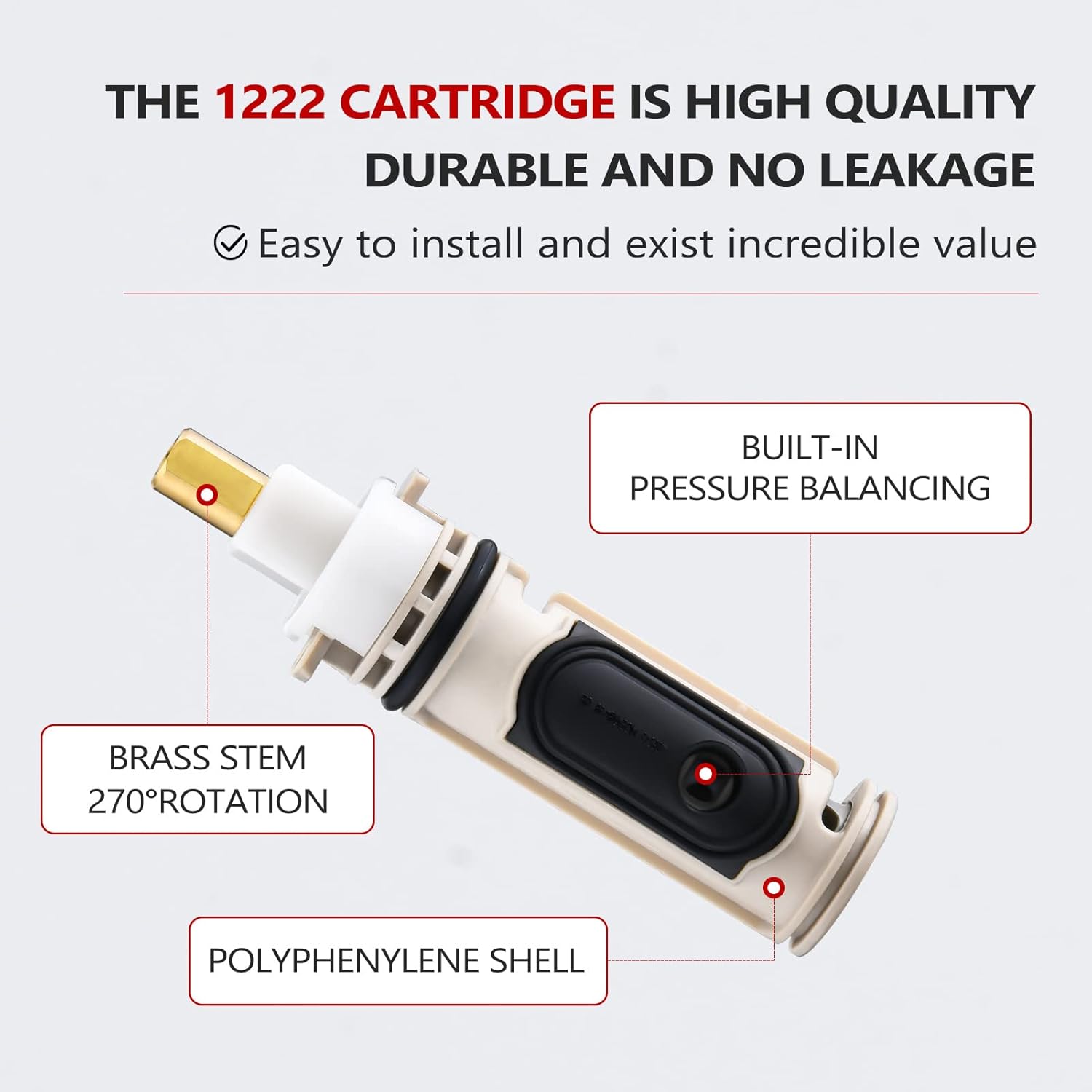 2510 Replacement Pressure Balancing Valve for Moen Tub and Shower Single Handle,with 1222 Faucet Cartridge and Retainer Clip
