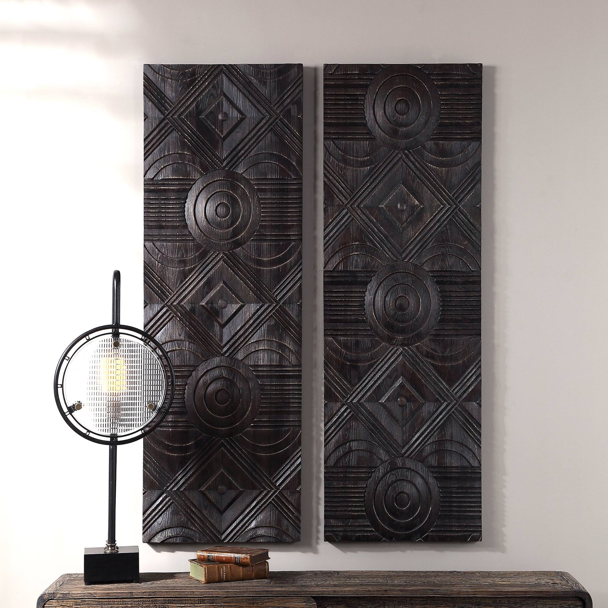 Uttermost 04199 Asuka Carved Wood Wall Panels - Set of 2