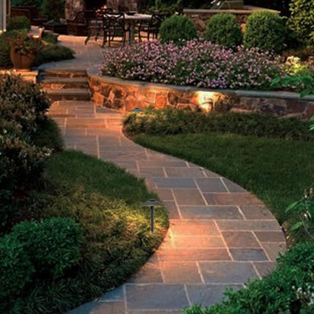 Lumina Low Voltage Landscape Lighting Cast-Aluminum Outdoor Path and Area Light Warm White 3W G4 LED Bulb and ABS Heavy Duty Ground Stake Included for Yard Walkway Lawn - Black PAL0101-BKLED8 (8PK)