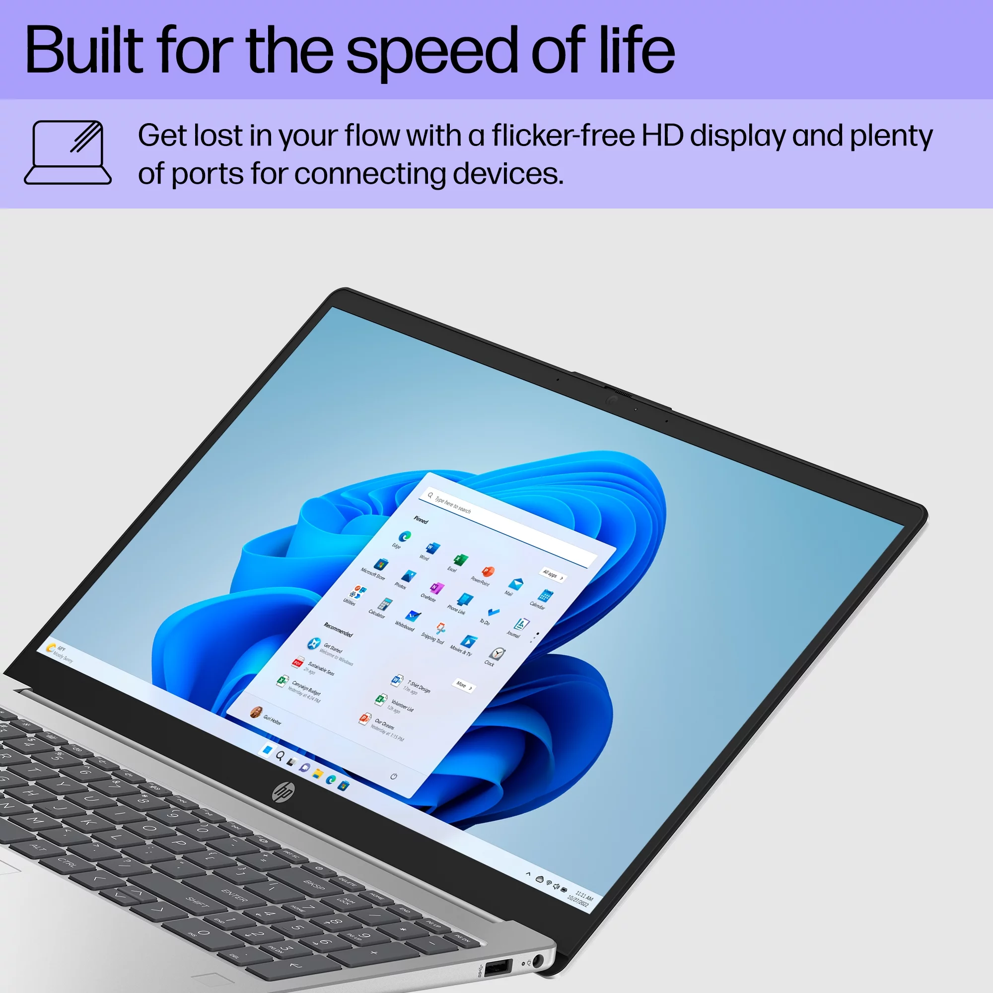 HP 15.6" Laptop, Intel Processor N200 (Pentium), 4GB RAM, 128GB UFS, Natural Silver, Windows 11 Home in S Mode, 15-fd0081wm