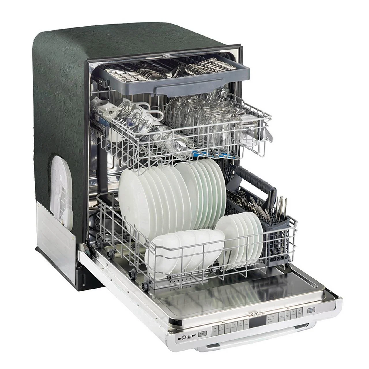 Unique Appliances Classic Retro 24" Built-in Dishwasher with Stainless Steel Tub and LED Lighting