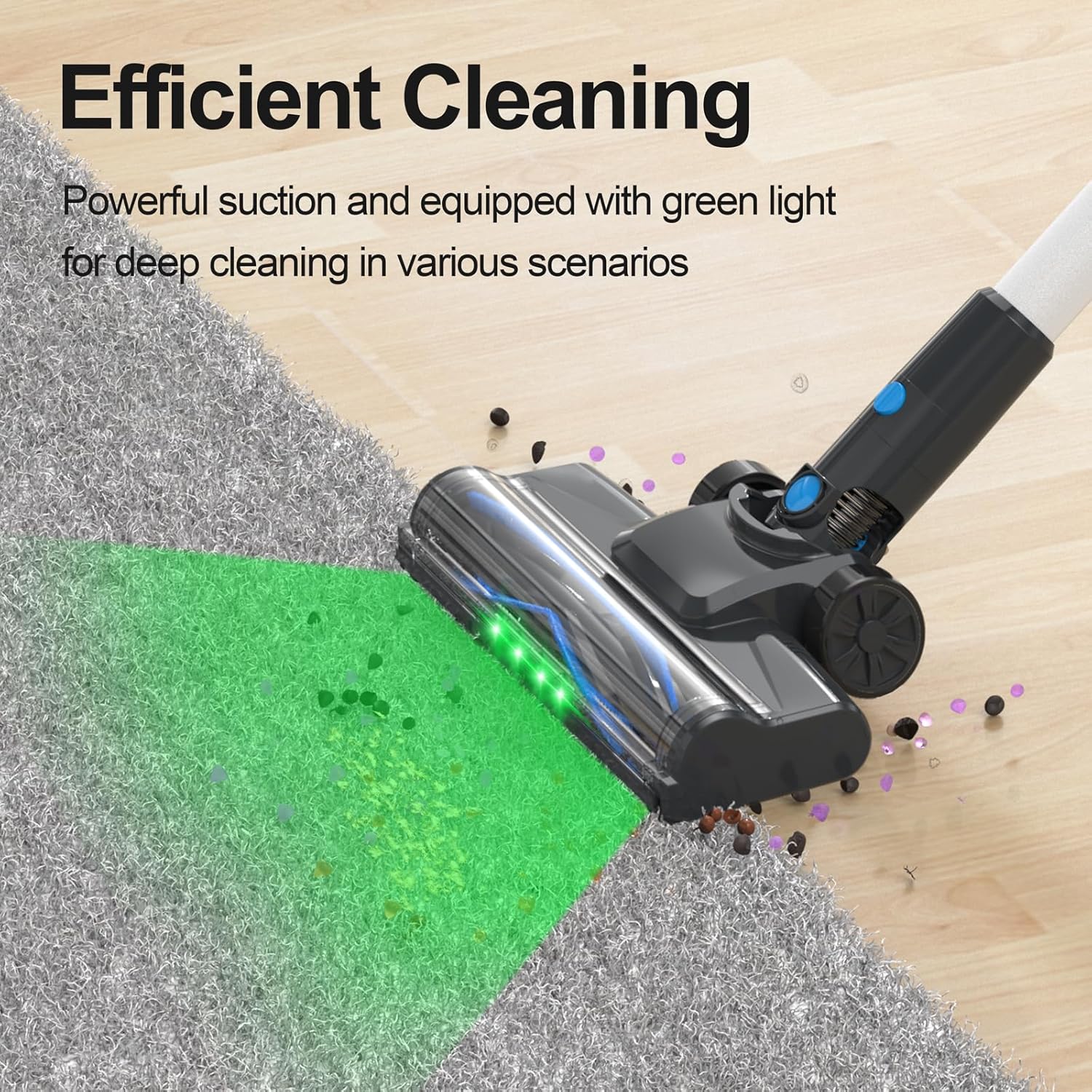 Cordless Vacuum Cleaner, Powerful Lightweight Stick Vacuum with 2200 mAh Battery, Rechargeable Vacuum Cleaners for Home, Up to 40 Mins Runtime, for Hard Floor Carpet Pet Hair