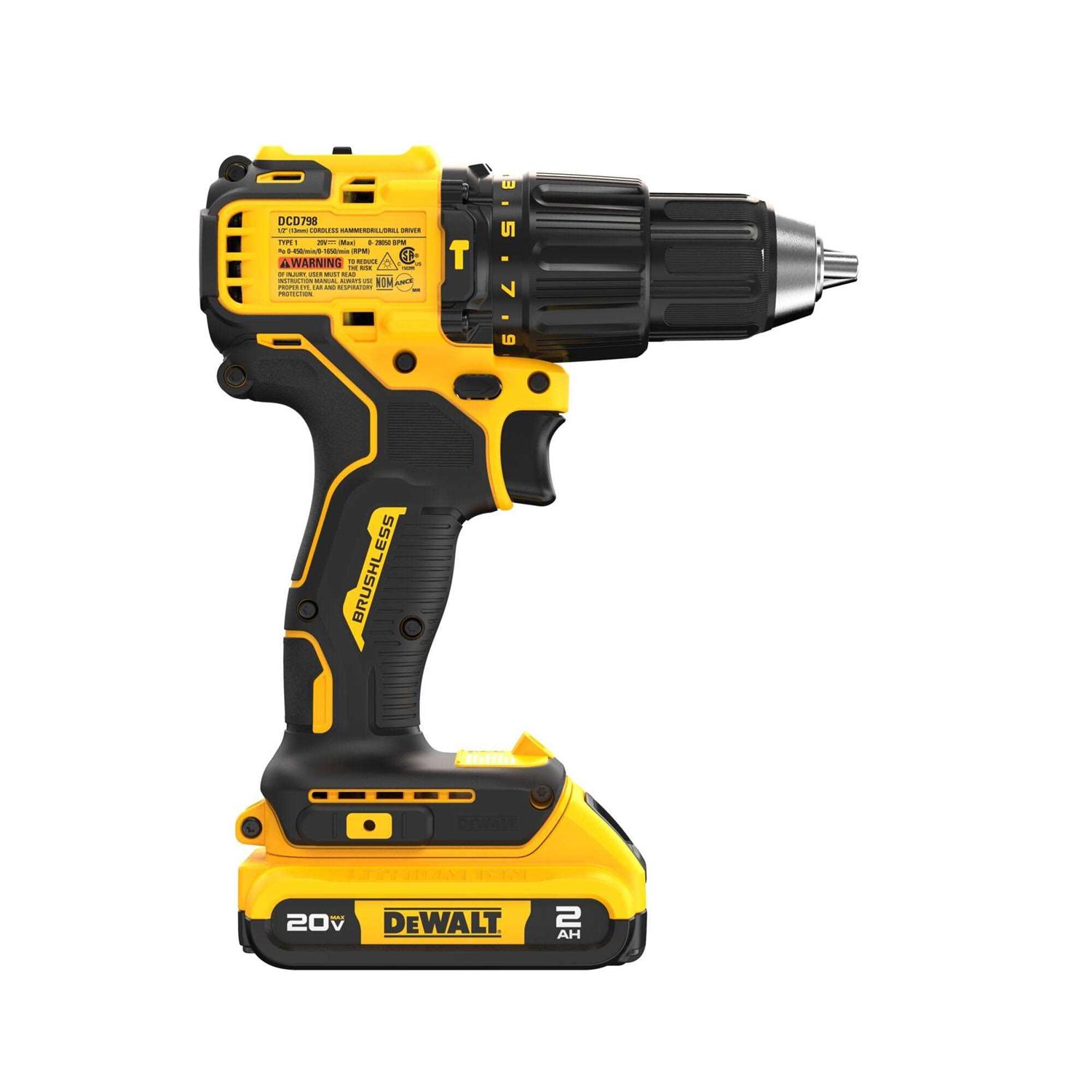 DeWalt DCD798D1 20V MAX Brushless Cordless 1/2 in. Hammer Drill Kit - Shop Hardware Tools Online Store