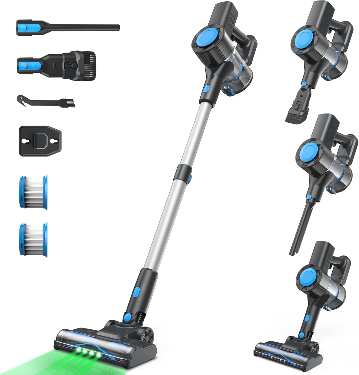Cordless Vacuum Cleaner, Powerful Lightweight Stick Vacuum with 2200 mAh Battery, Rechargeable Vacuum Cleaners for Home, Up to 40 Mins Runtime, for Hard Floor Carpet Pet Hair