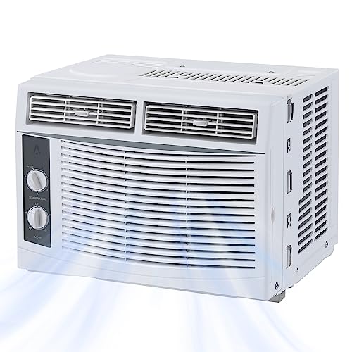 5,000 BTU Window Mounted Air Conditioner, AC Unit Cools Up to 150 Sq. Ft., Quiet 51dBA Window AC Unit with Easy-to-Use Mechanical Controls and Washable Filter, 30% Faster Cooling S