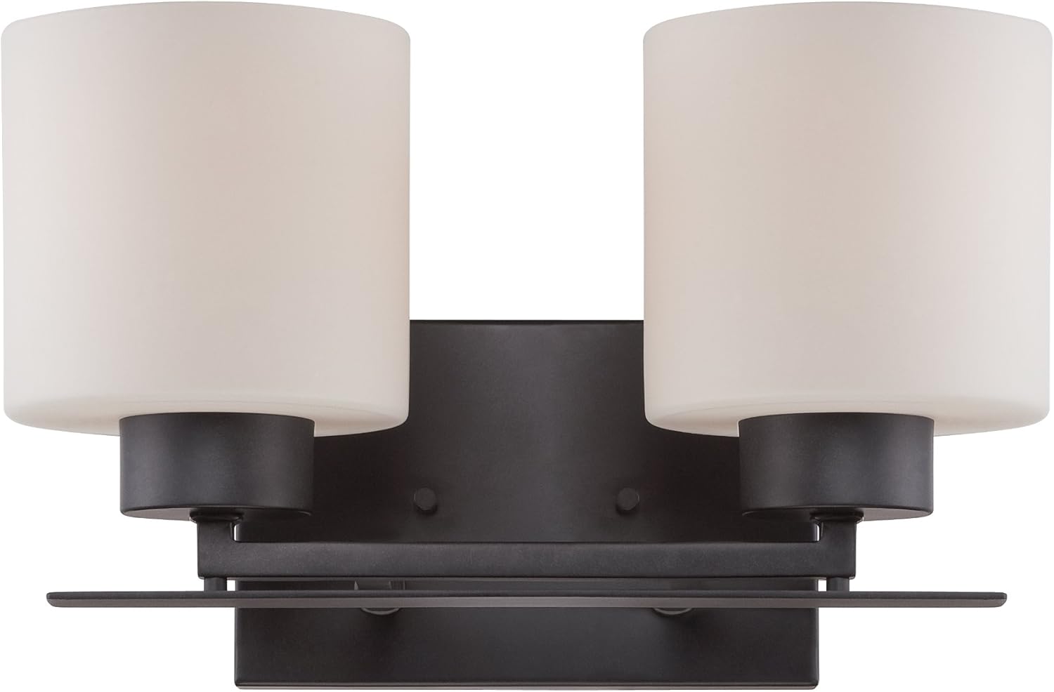 Nuvo Lighting 60/5202 Parallel Two Light Vanity 100 Watt A19 Max. CUL Damp Location Etched Opal Glass Polished Nickel Fixture