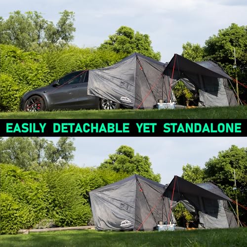 Otrifowd ACtent for Tesla Model 3&Y, Pop-Up SUV Tent w. Awning for Car Camping, Connects to Tesla Tailgate for Air-Conditioning, Sleeps 6 Adults, 10'x8.2'