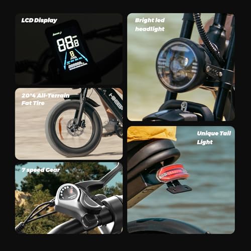 Electric Bike for Adults - K6 20 x 4 Inch Fat Tire, 750W/Peak 1500W Motor, 48V15AH Detachable Battery, 4 Riding Modes Electric Dirt Bike, 7 Speed Electric Motorcycle,20MPH UL 2849 Certified