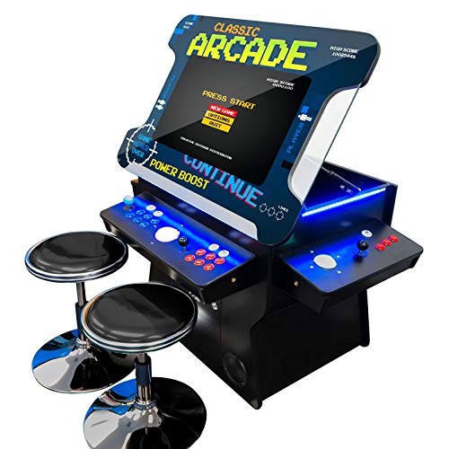 Creative Arcades Full Size Commercial Grade Cocktail Arcade Machine w/ Lifting Screen | Trackball | Three-Sided | 4 Sanwa Joysticks | 2 Stools