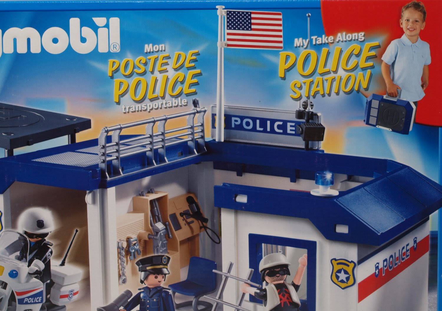 Playmobil 2009 My Take Along Police Station #5917, Folds Up with Carr