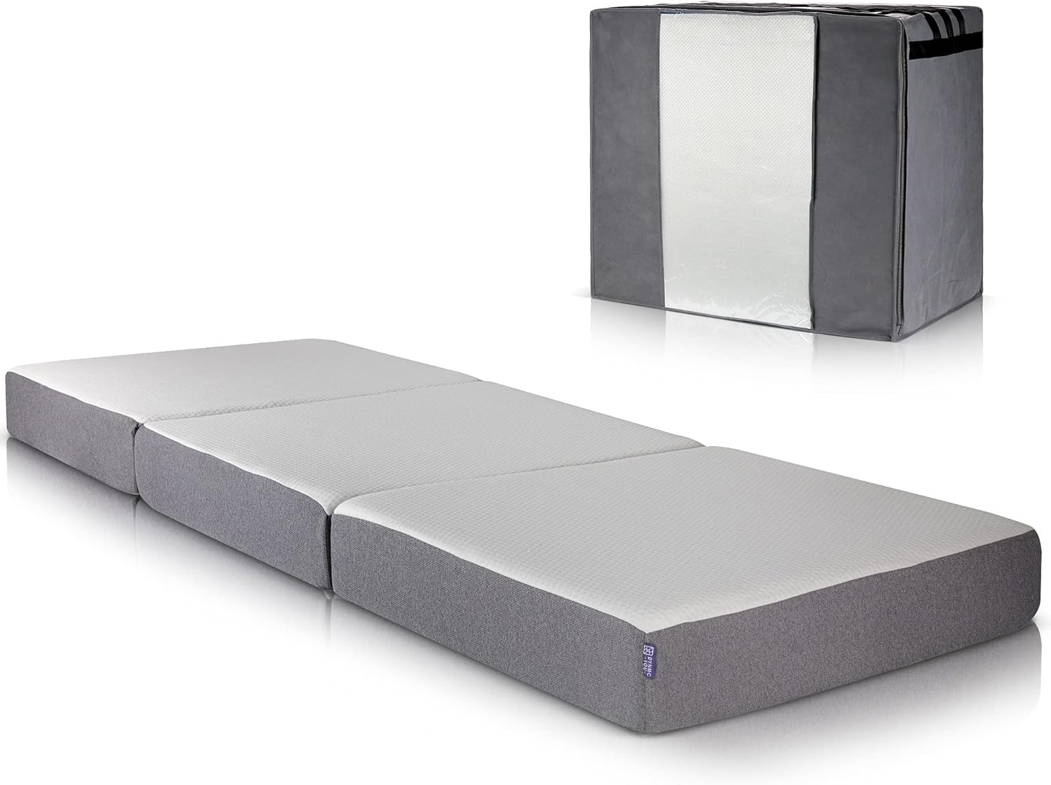 Trifold Mattress - Folding Mattress w/Carry Bag - 5.5 Inch Trifold Memory Foam Mattress, Soft Oeko-TEX Cover - Perfect Portable Guest Bed, Travel Mattress - Single Fold Up Mattress by DYNMC YOU