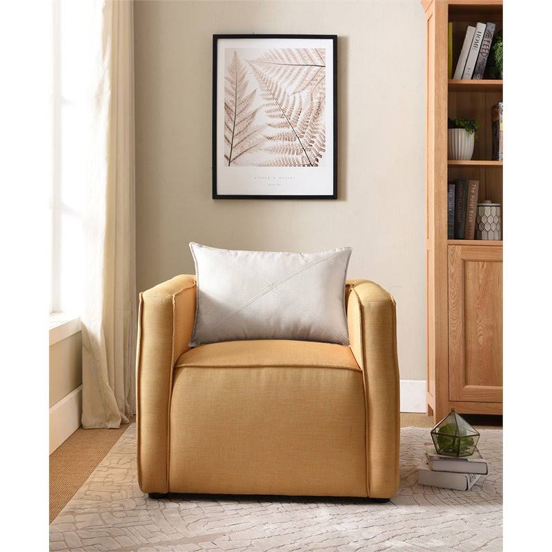 Furniture of America Charlie Modern Fabric Accent Chair in Yellow