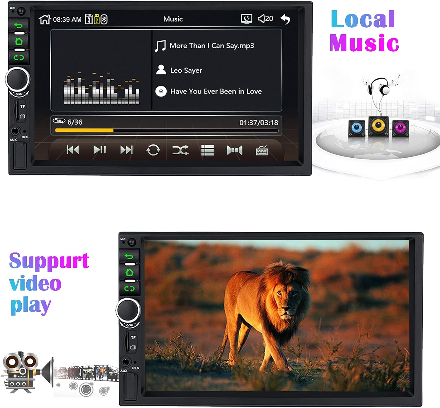Binize Car Stereo Double Din Compatible with Carplay Android Auto 7 Inch Touch Screen Indash HD Car Radio MP5 Player with Bluetooth,Support FM,AM,Mirror/Backup Camera Input/AUX-in Port/USB Port