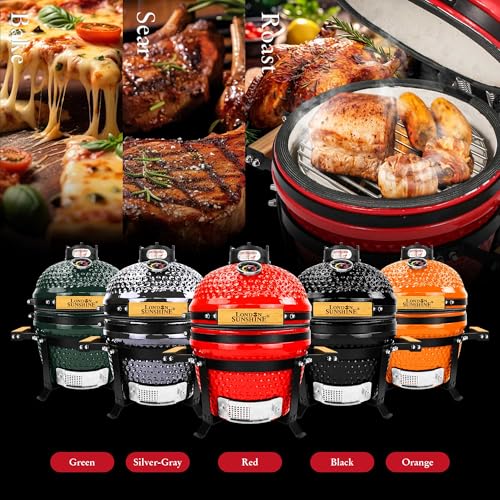 Ceramic BBQ Charcoal Kamado Grill 13 inch Portable Tabletop BBQ Grill Red