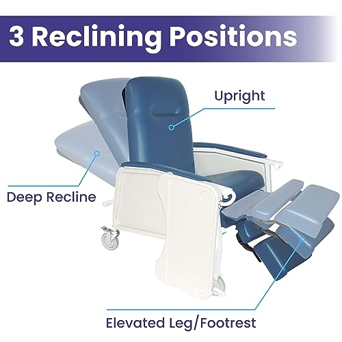 Medical Recliner Chairs for Elderly - Standard Geri Chair Recliner with Wheels, Tray, and Elevating Legrests for Seniors
