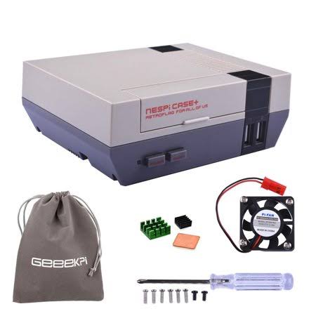 Retroflag NESPi Case+ Plus Functional Power Button with Safe Shutdown u0026 Cooling Fan u0026 Heatsinks u0026 Flannel Bag for Re