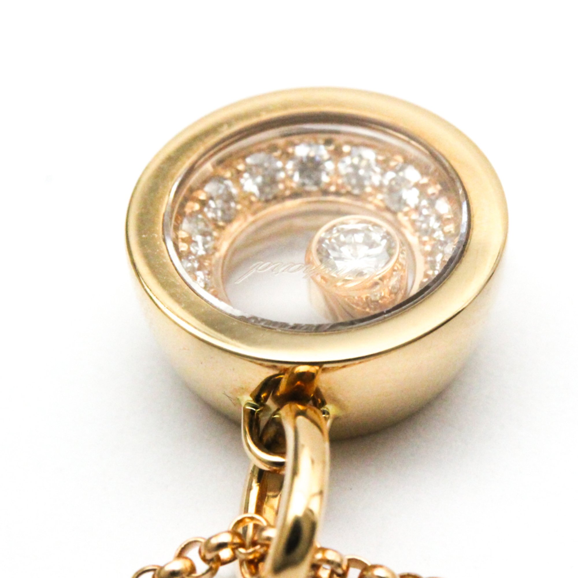 Pre-Owned Chopard Happy Diamonds Necklace 797789/5001 Pink Gold (18K) Diamond Men,Women Fashion Pendant Necklace Carat/0.32 (Pink Gold) (Good)