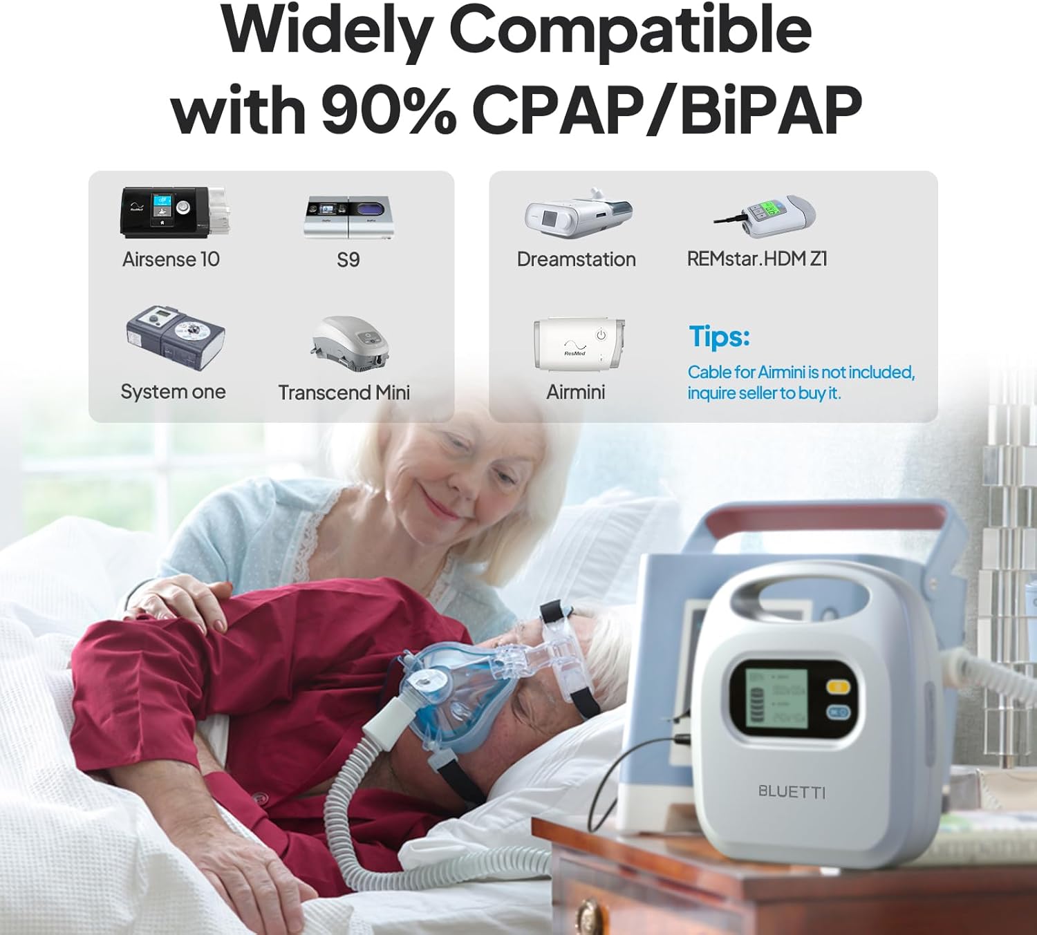 BLUETTI CPAP Battery Backup K5, 305Wh Power Bank for CPAP Machine Airsense 10, Airmini, Aircurve 10, S9, DreamStation, System one Z1 Mini, CPAP Battery for Camping, Emergency Power