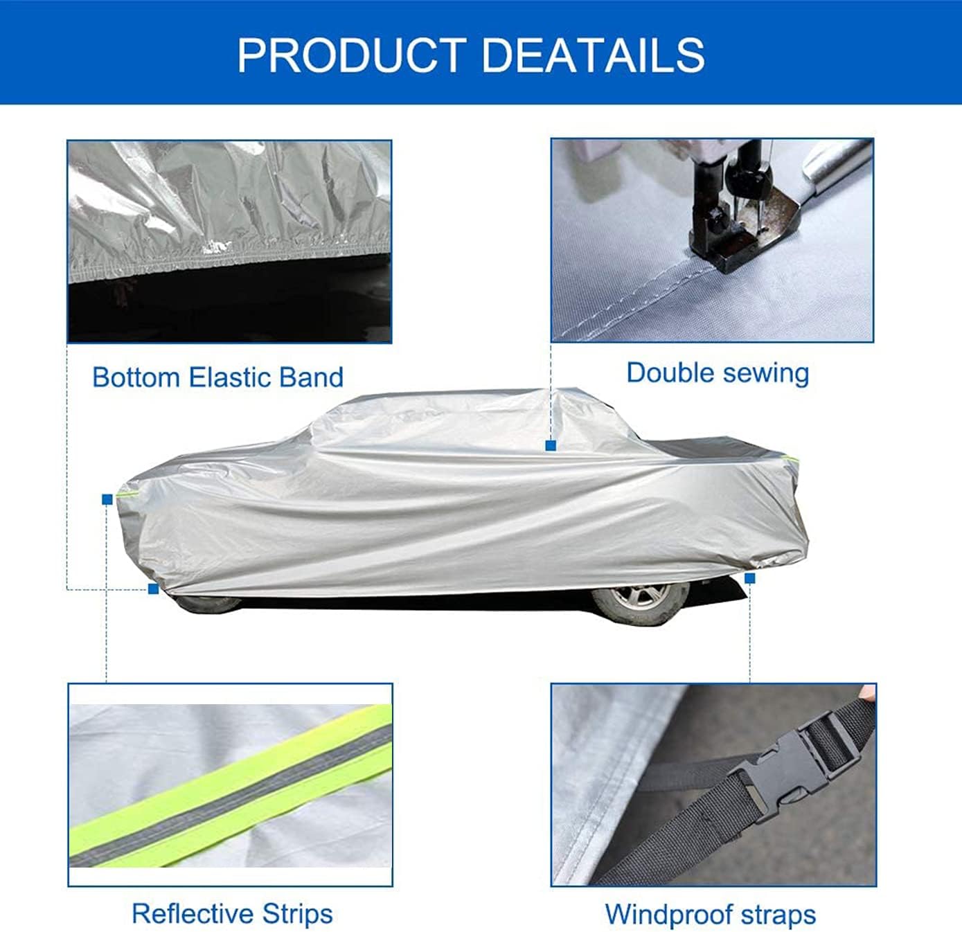 KouKou 6 Layers Car Cover Waterproof All Weather for Automobiles, Fit Sedan Toyota Corolla/Prius, Honda Insight, Nissan sentra, BMW 3 Series, Lexus is250, Subaru WRX etc (185 X 70 X 59 inches )