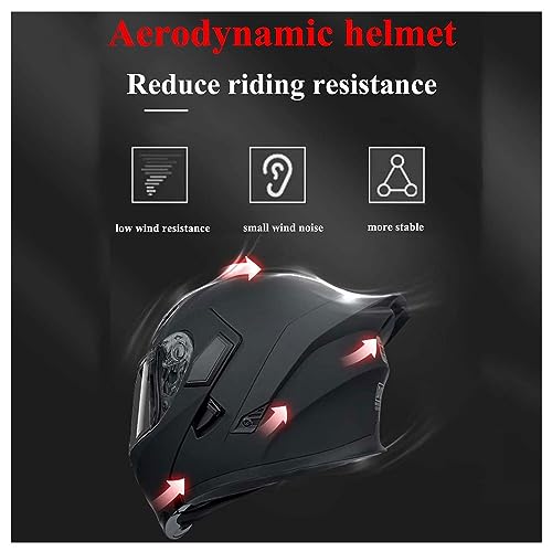 RUANLOV Flip up Front Motorcycle Helmet, Night Vision Modular Integrated Motorcycle Helmet, DOT/ECE Certified Lightweight for Men Women Helmet, Moped Chopper Helmets