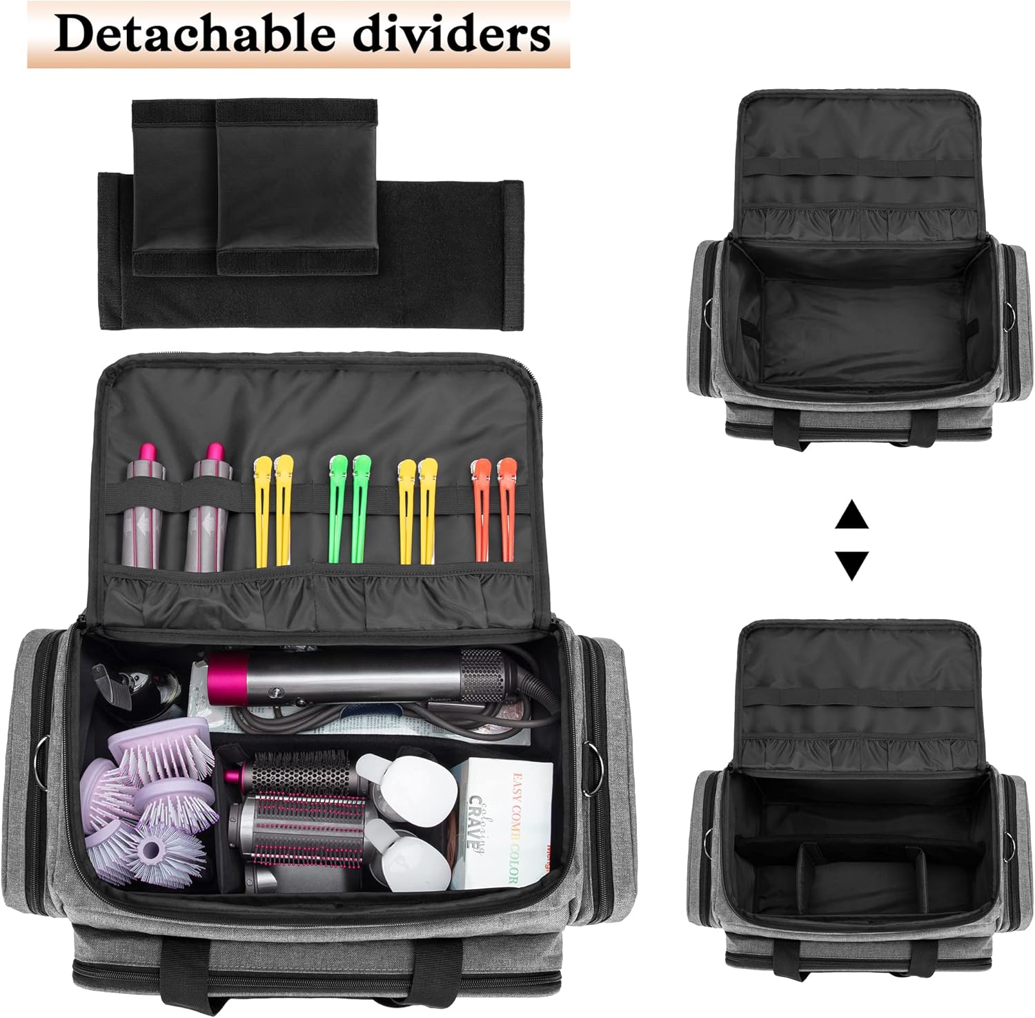 BAFASO Large Barber Bag with Adjustable Dividers, Travel Barber Case Holds Various Hair Cutting Tools (Bag Only), Black