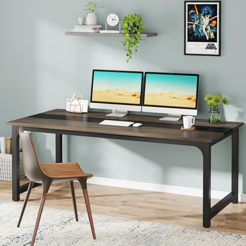 Tribesigns Modern Computer Desk, 63 x 31.5 inch Large Executive Office Desk Computer Table Study Writing Desk Workstation for Home Office, Spliced Desktop, White