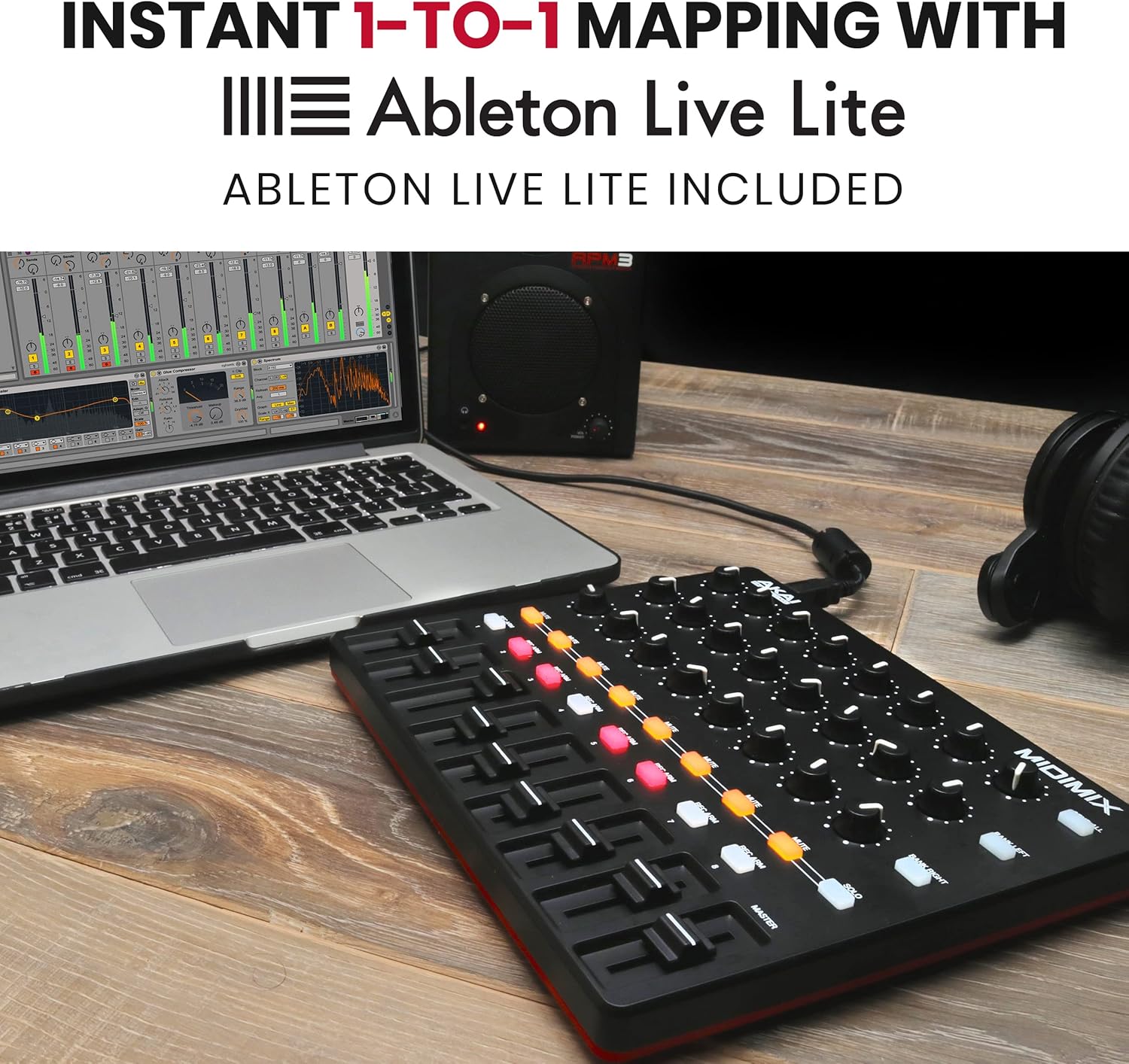 AKAI Professional MIDImix - USB MIDI Controller Mixer with Assignable Faders & Master Fader, 24 Knobs and 16 Buttons, 1 to 1 Mapping With Ableton Live
