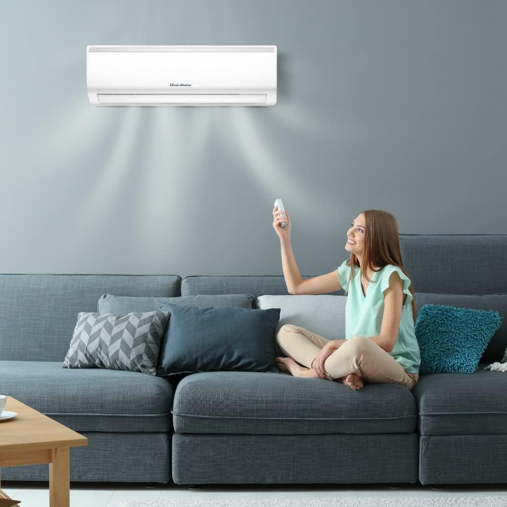 (12000BTU/120VAC/20SEER) Mini Split AC/Heating System - 600 SqFt Coverage - Ductless/Wall Mounted - Energy Saving Inverter - Includes 16' Installation Kit and Remote - WiFi/Alexa Ready