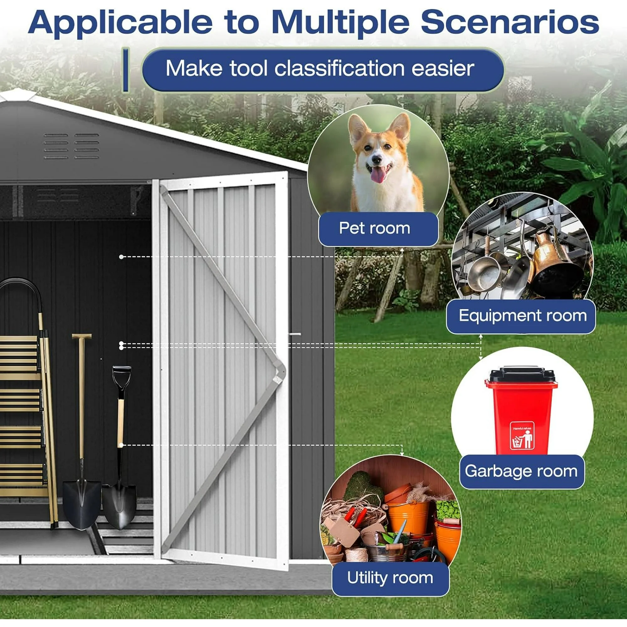 6' x 4' Outdoor Metal Storage Shed, Tools Storage Shed, Galvanized Steel Garden Shed with Lockable Doors, House Outdoor Storage Shed for Backyard, Patio, Lawn, D8311