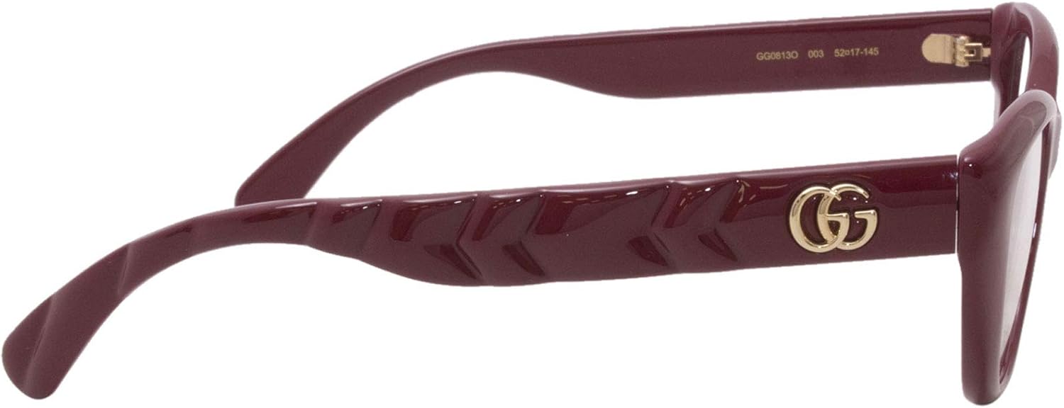 Gucci GG0813O 003 Eyeglasses Women's Burgundy/Gold Full Rim Optical Frame 52mm