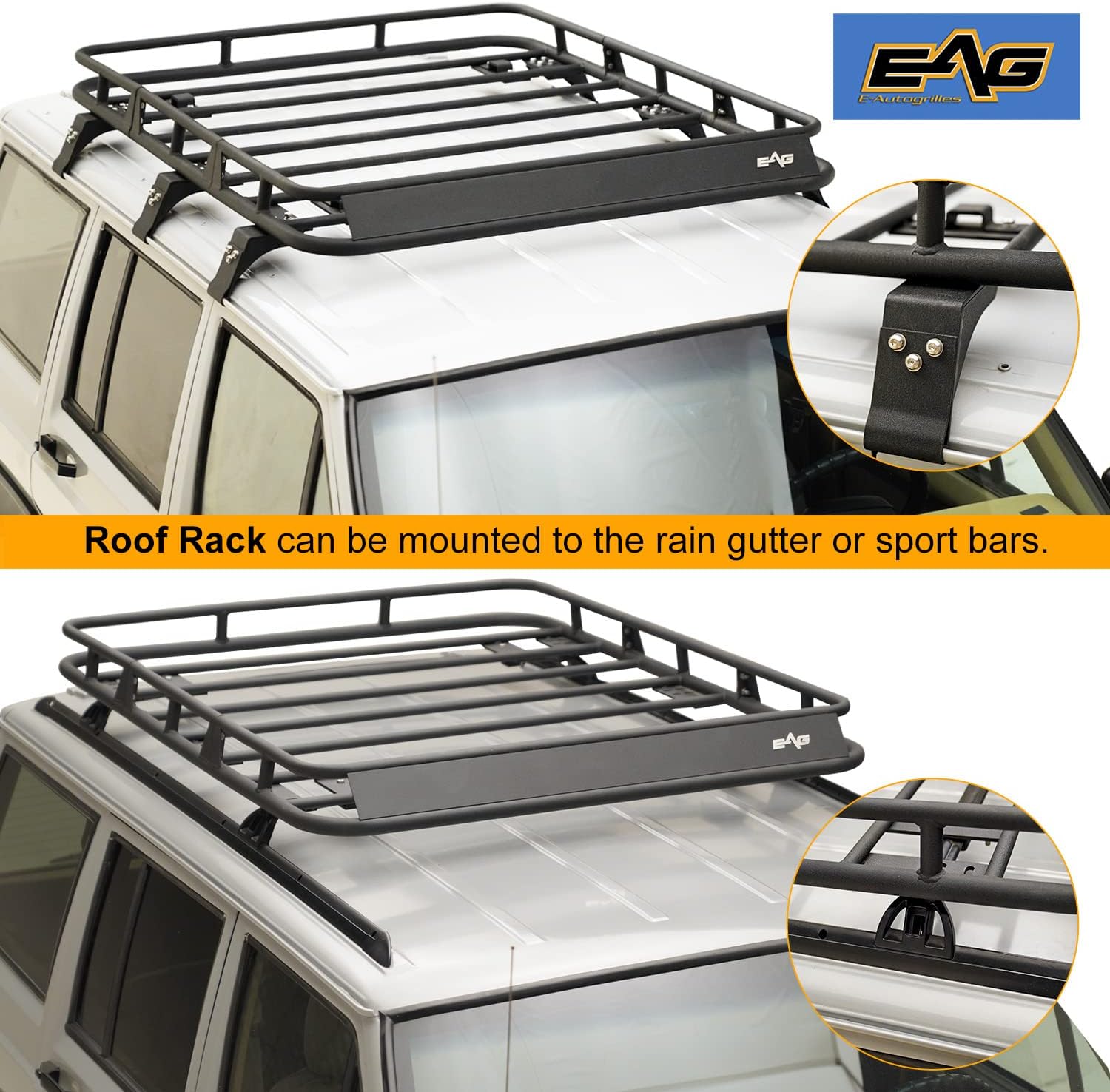 EAG Black Steel Roof Rack Cargo Basket Fit for 84-01 Cherokee XJ