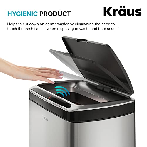 Kraus GarbagePro Rectangular 13 Gallon Hands-Free Motion Sensor Trash Can Battery Operated