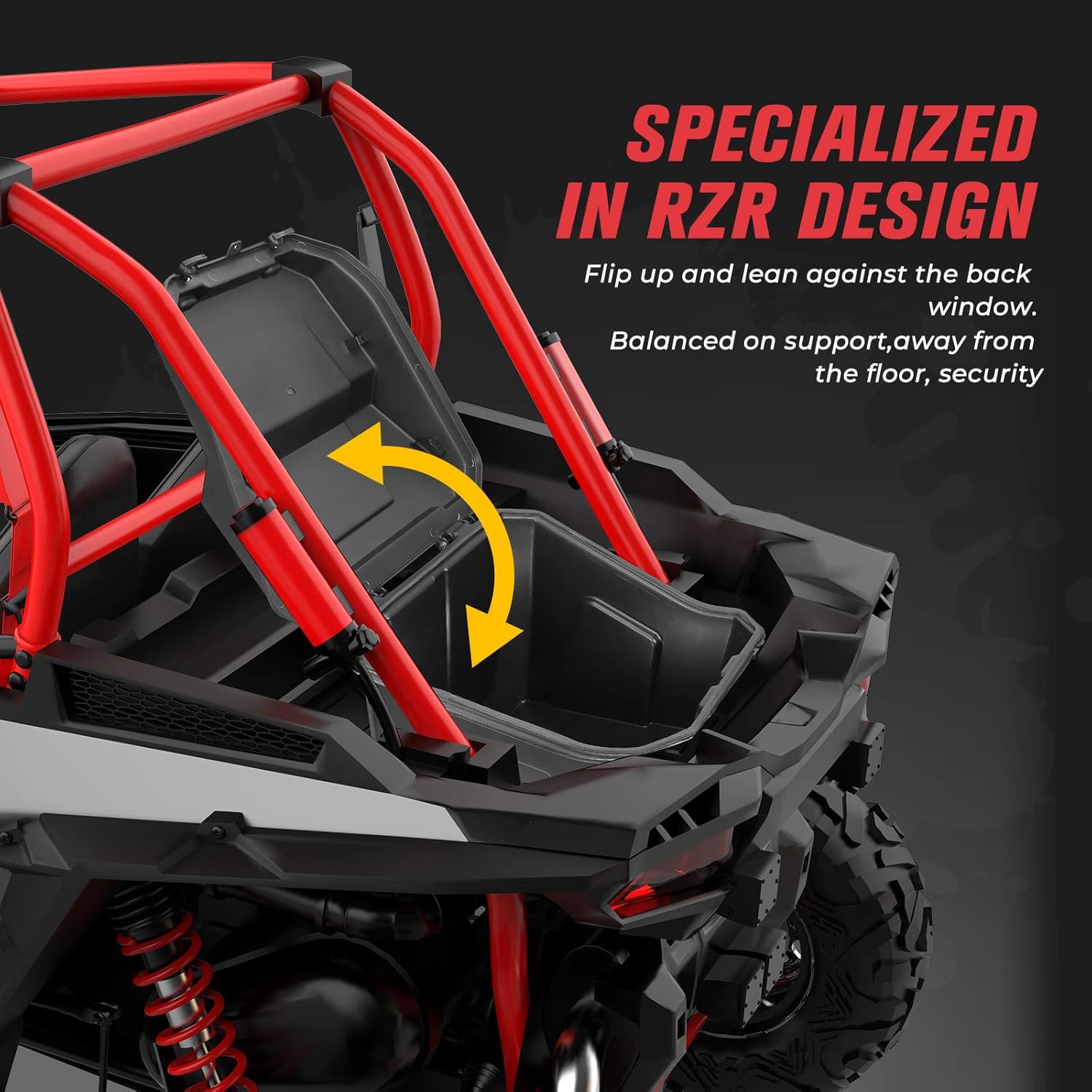 RZR Storage Box, Kemimoto Cargo Tool Box Waterproof Bed Box Compatible with Polaris RZR 900/ XP 1000/ XP 4 1000/ S 2014-2022 Black