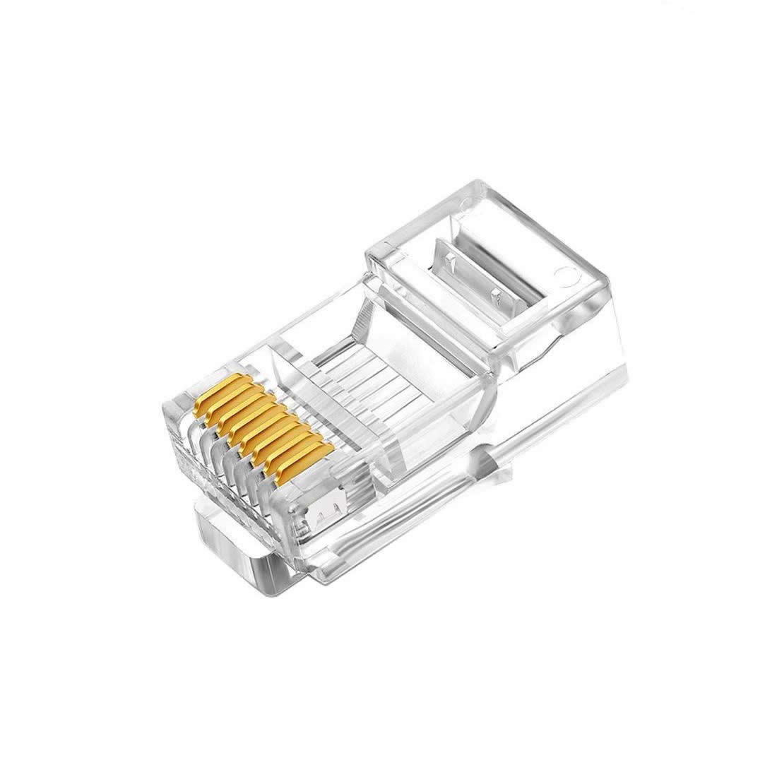 100 Pcs Cat7 RJ45 Connectors, Cat7 RJ45 Plugs, Cat7 2-Piece Metal Shielded RJ45 Ends FTP 8P8C Modular Network Plug Connector