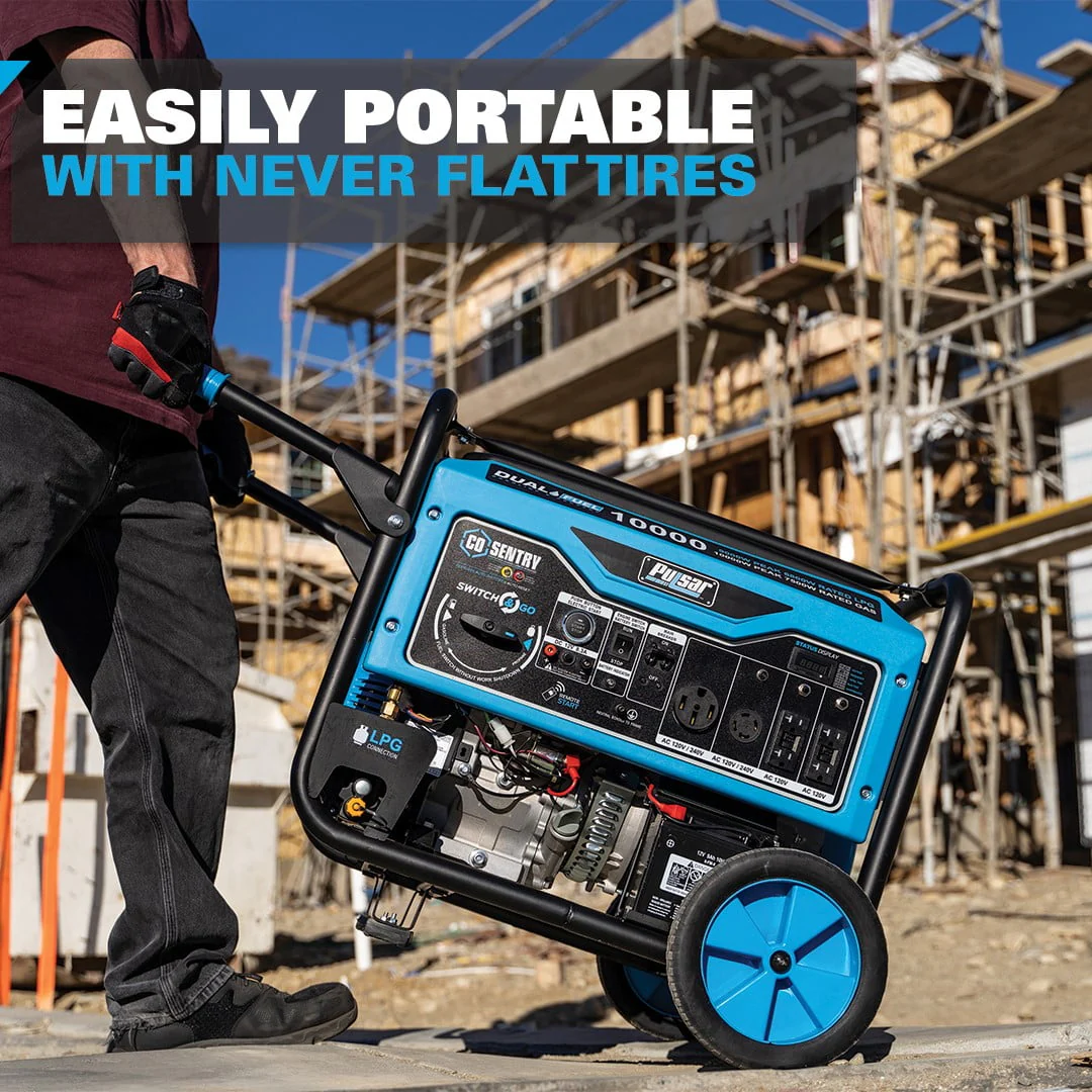 Pulsar 10,000 Watt Dual Fuel Portable Generator with Remote Start and CO Sentry